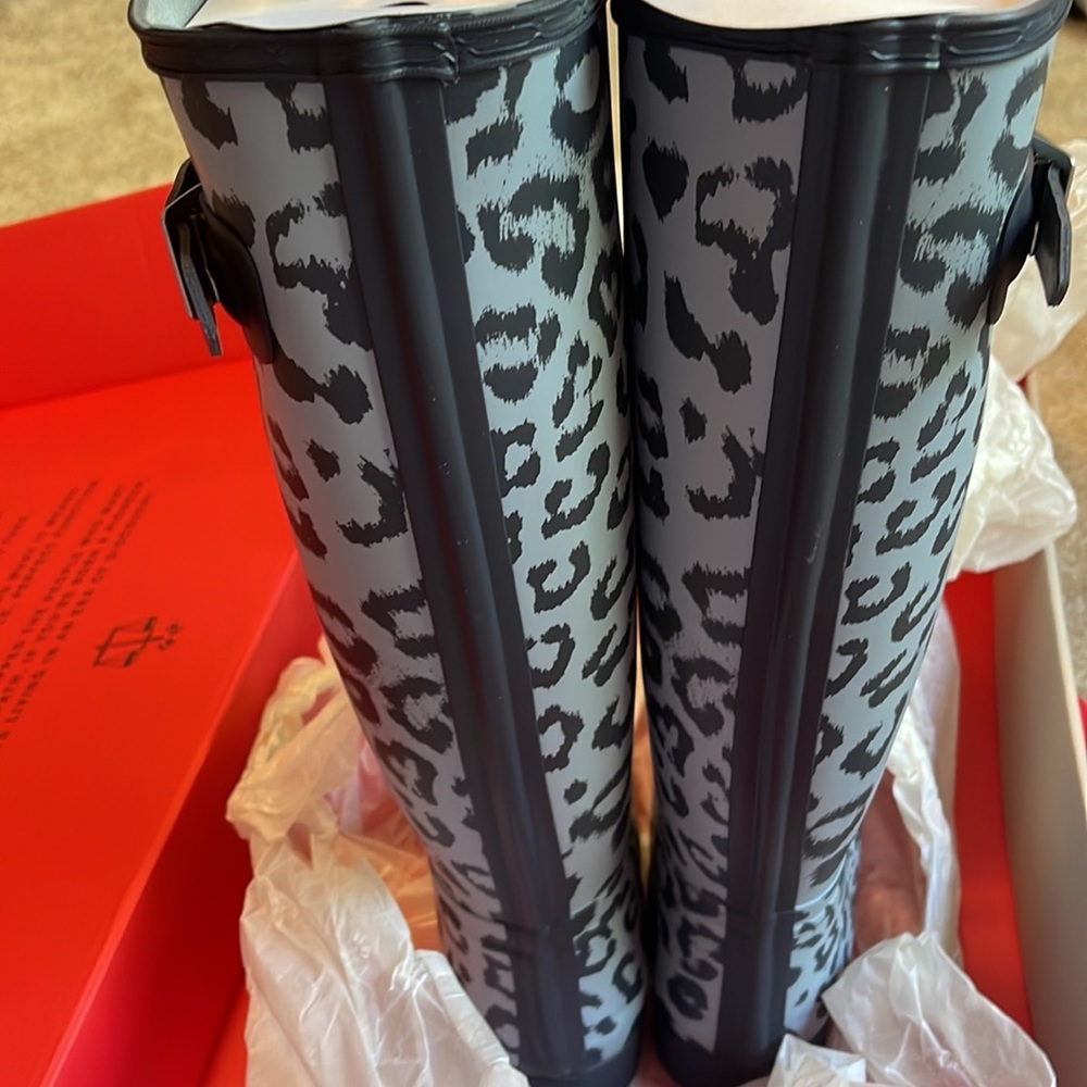 New Hunter Women’s Original Tall Leopard Print Refined Rainboots Size US 6 - Picture 11 of 11